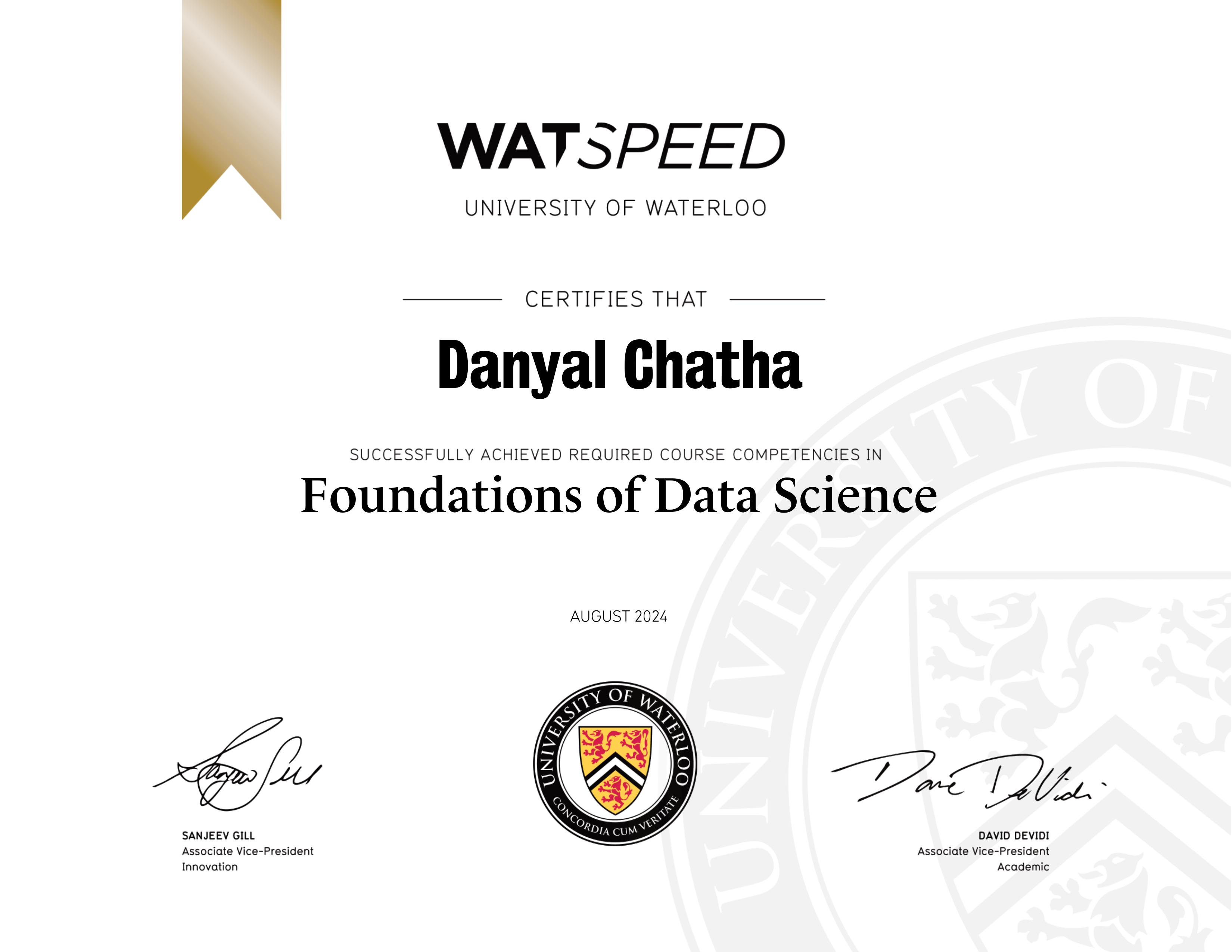 Foundations of Data Science certification